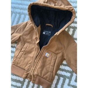 Carhartt Jacket Toddler Brown Insulated Duck Canvas Hooded Rugged 2T